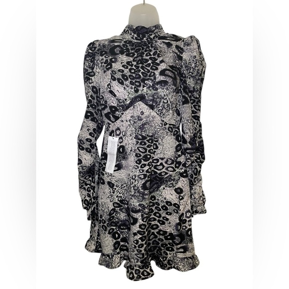 Topshop New NWT Animal Print Black And White Sheath Mini Dress Size 4 - Picture 2 of 6